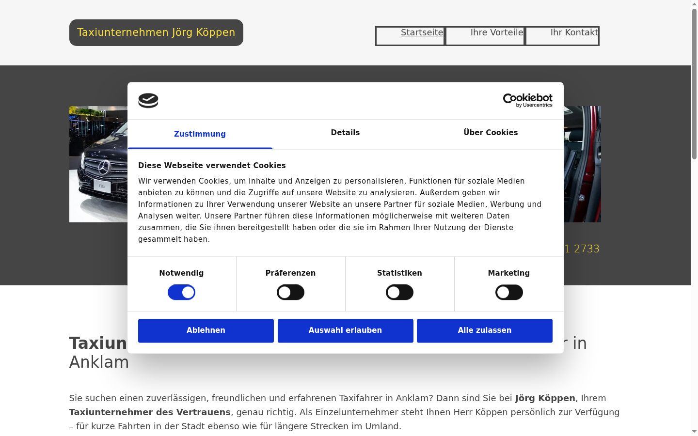 Screenshot of the consent banner shown before any interaction