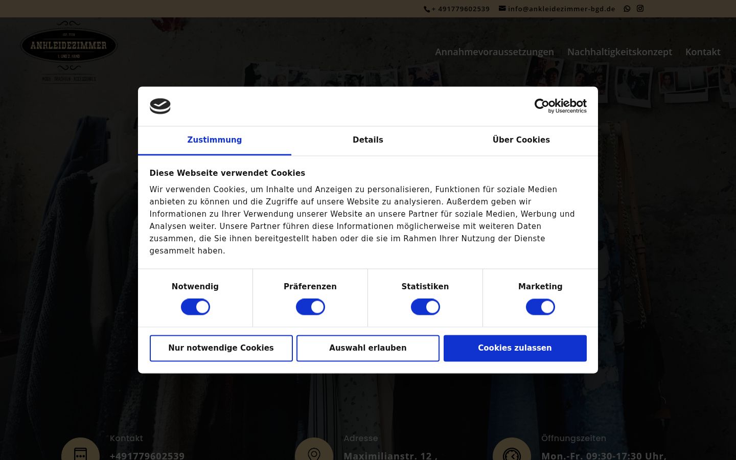 Screenshot of the consent banner shown before any interaction