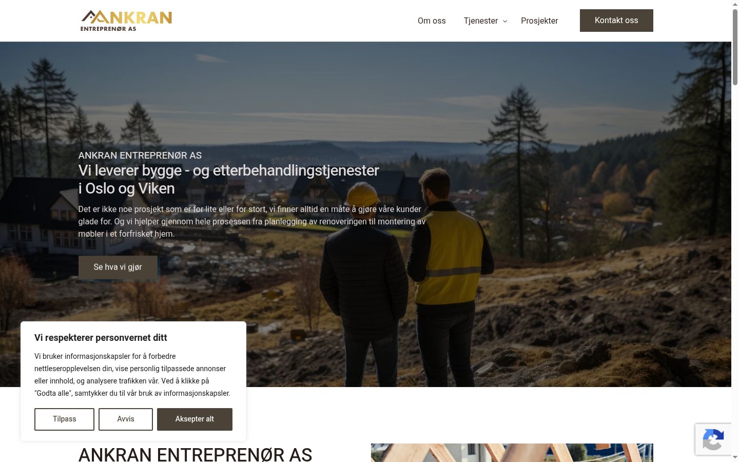 Skärmbild av samtyckesbannern som visades före någon interaktion