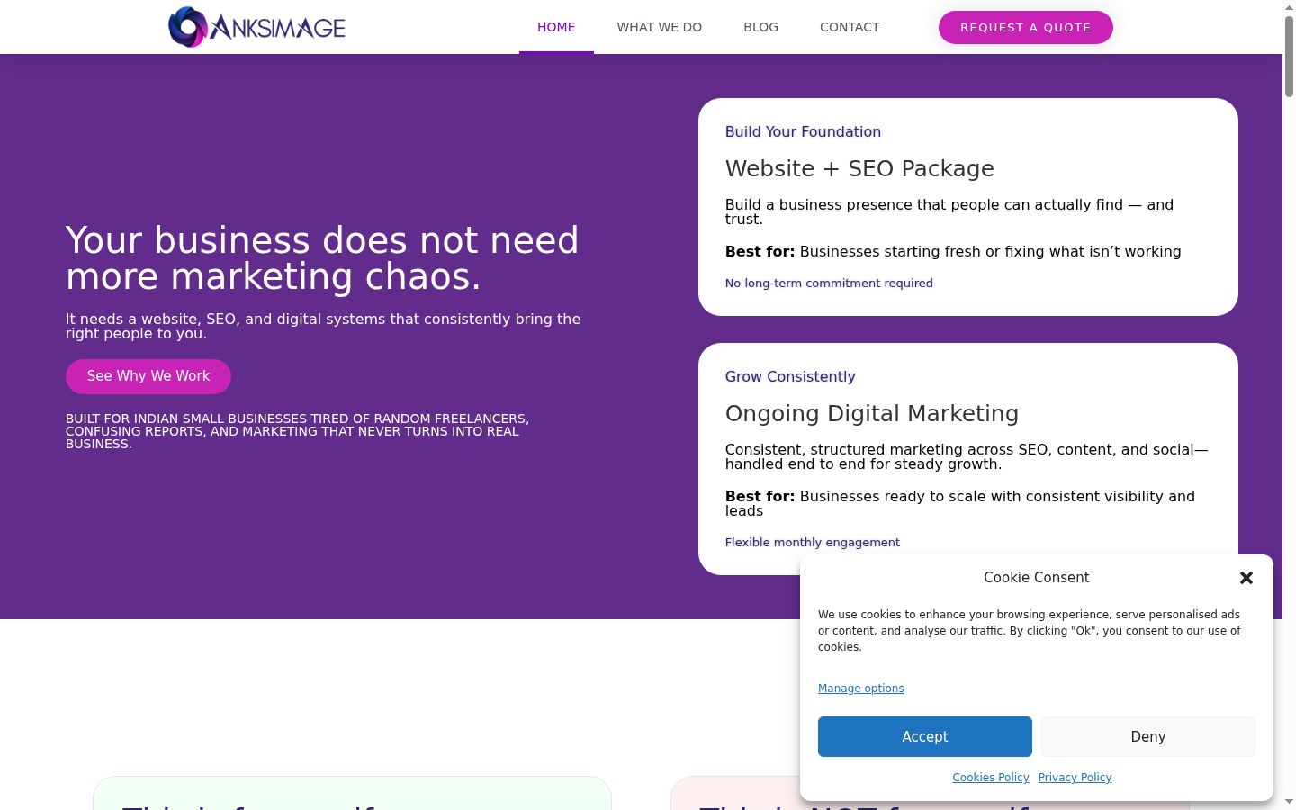 Screenshot of the consent banner shown before any interaction