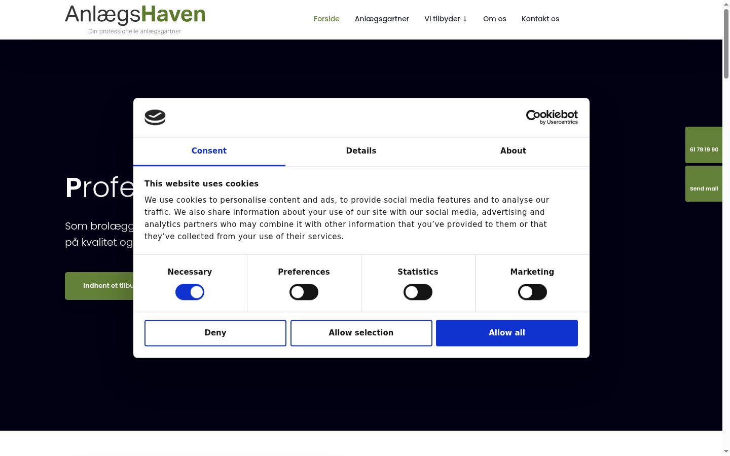 Screenshot of the consent banner shown before any interaction