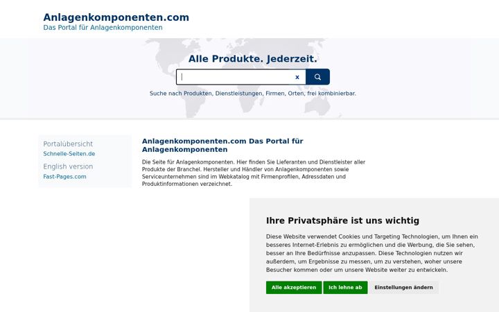 Screenshot of anlagenkomponenten.com