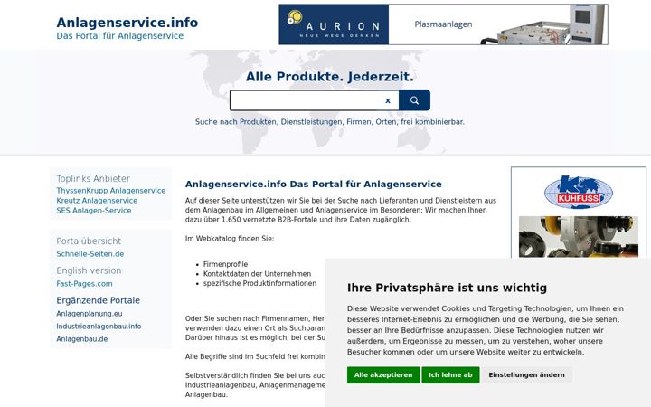 Screenshot of anlagenservice.info