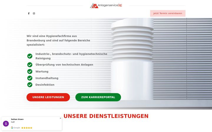 Screenshot of anlagenservice24.de