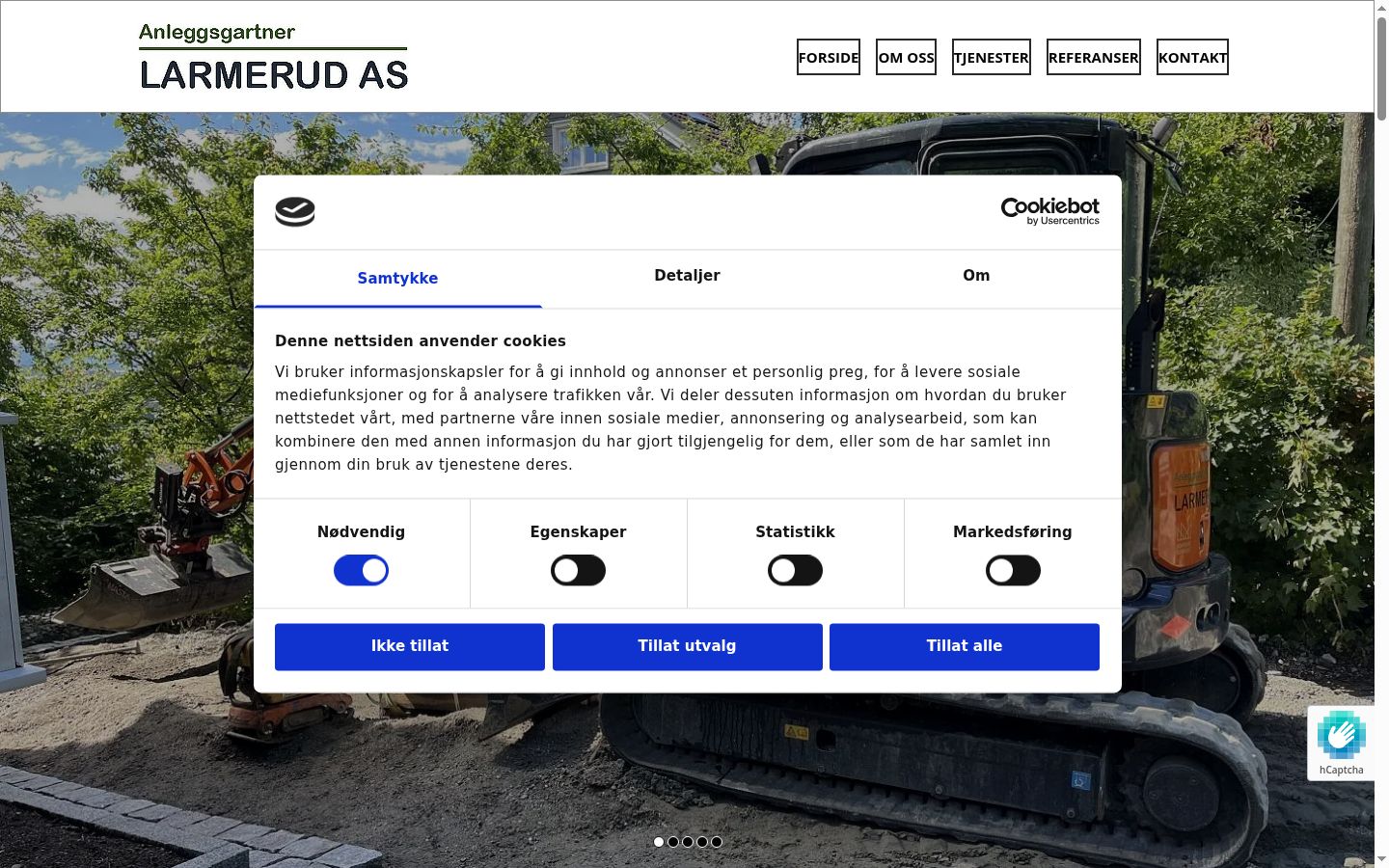 Skärmbild av samtyckesbannern som visades före någon interaktion