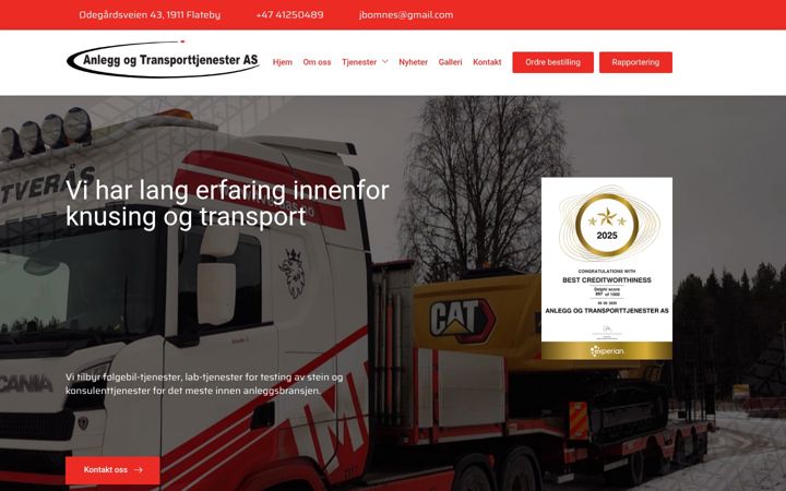 Screenshot ta' anleggogtransporttjenesteras.com