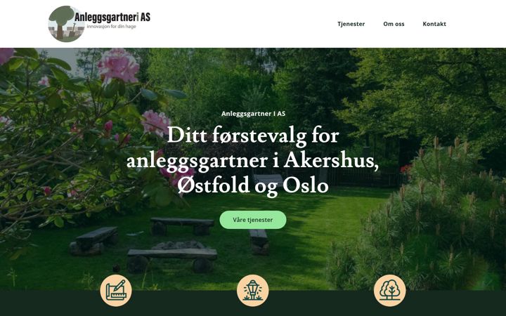 Screenshot stránky anleggsgartneri.no