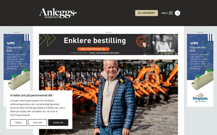 Screenshot stránky anleggsmaskinen.no