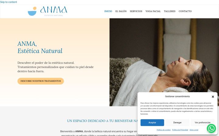 Screenshot of anmafacial.com