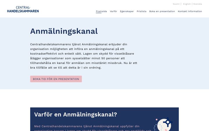 Screenshot of anmalningskanal.fi