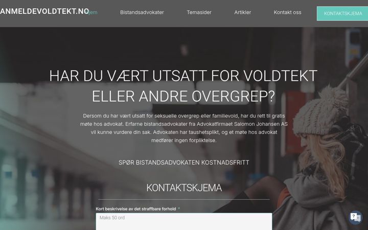 Screenshot of anmeldevoldtekt.no