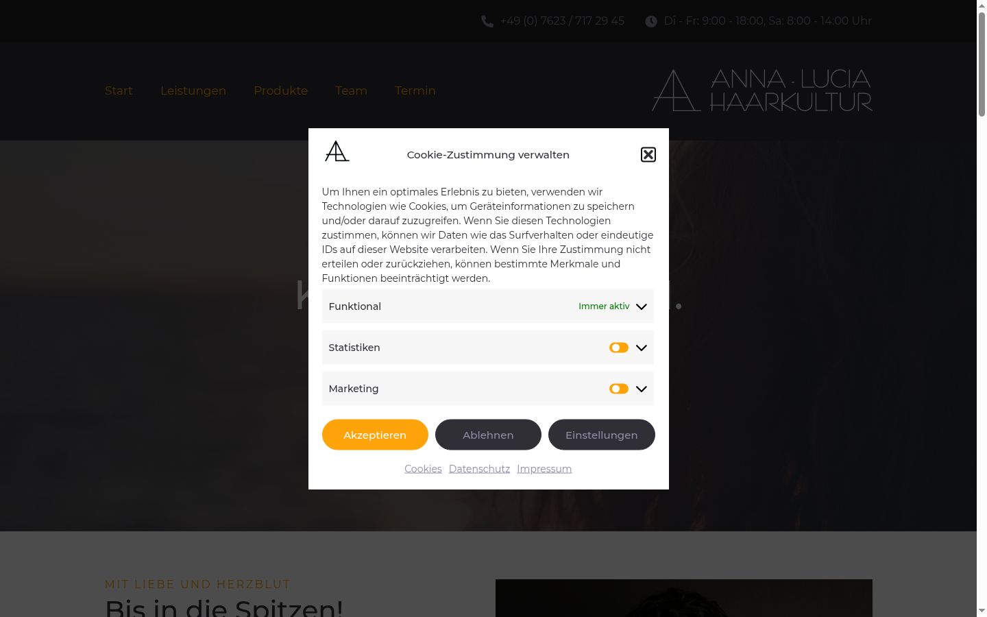 Screenshot of the consent banner shown before any interaction