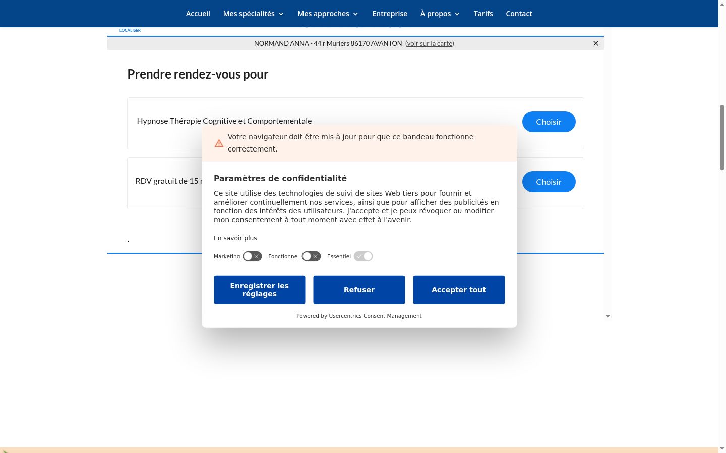 Zrzut ekranu banera zgody wyświetlanego przed jakąkolwiek interakcją