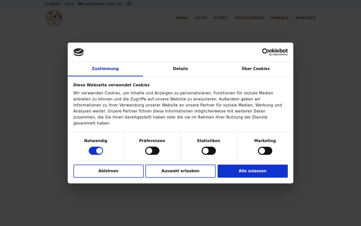 Screenshot του banner συγκατάθεσης που εμφανίστηκε πριν από οποιαδήποτε αλληλεπίδραση