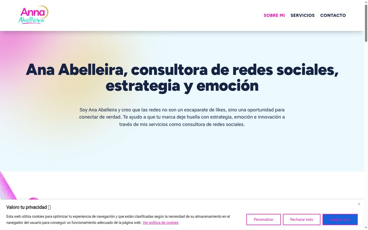 Screenshot del banner di consenso mostrato prima di qualsiasi interazione