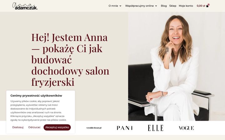 Screenshot von annaadamczuk.com