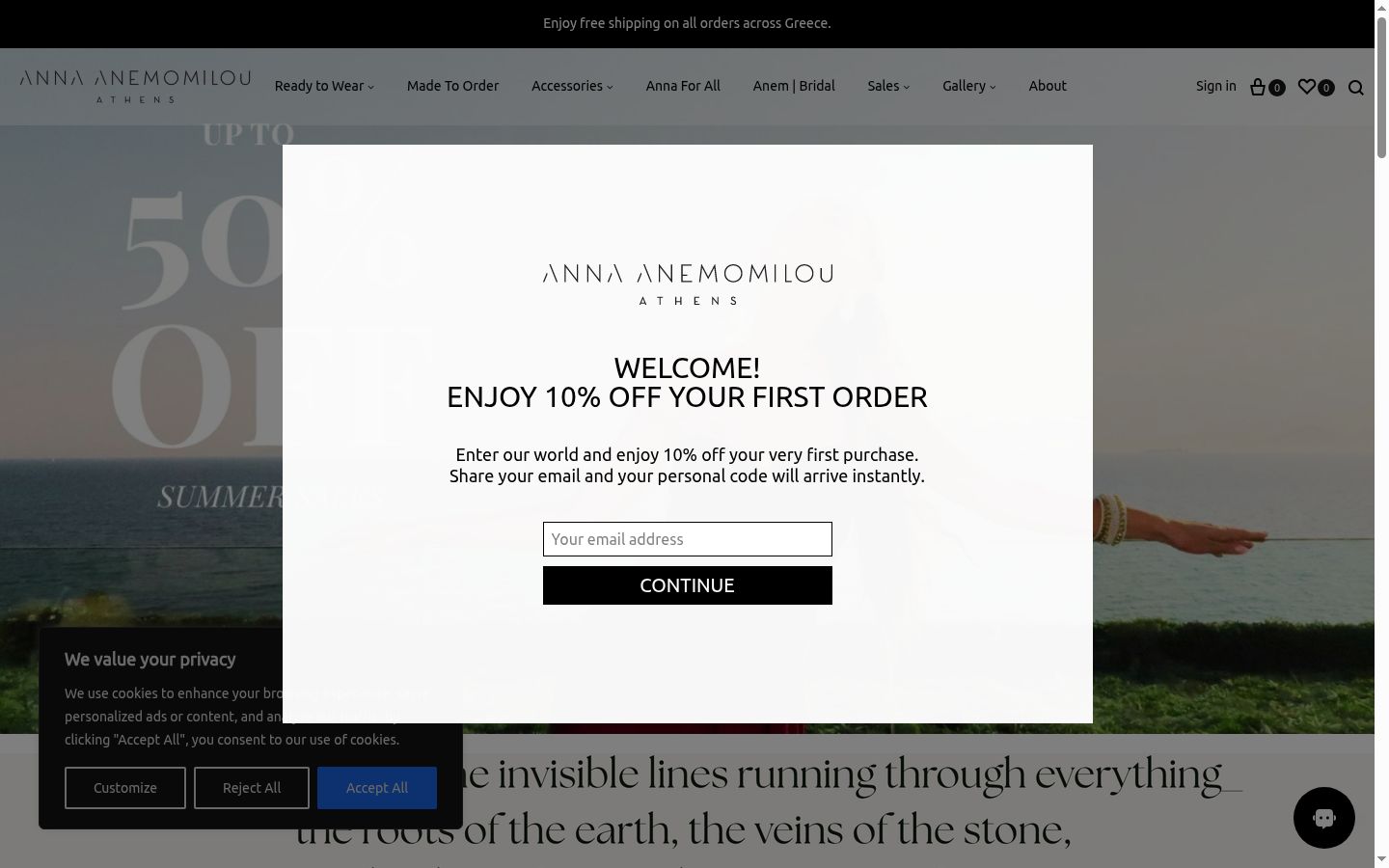 Screenshot of the consent banner shown before any interaction