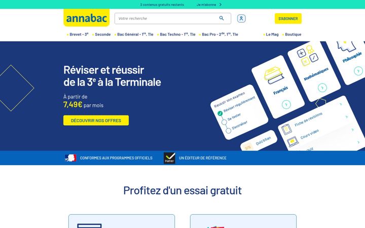 Screenshot of annabac.com