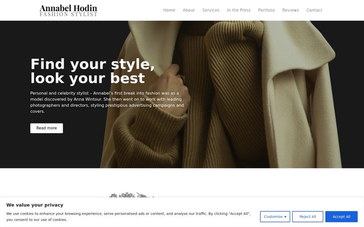 Screenshot of annabelhodin.com