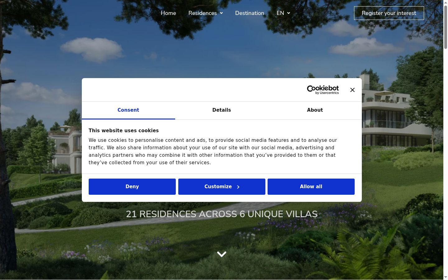 Screenshot van de toestemmingsbanner zoals getoond vóór enige interactie