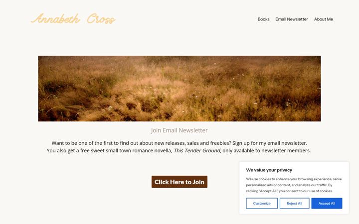 Screenshot of annabethcross.com