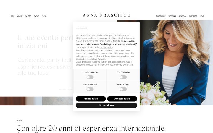 Kuvakaappaus sivustosta annafrascisco.com