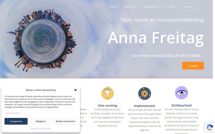 Screenshot stránky annafreitag.nl