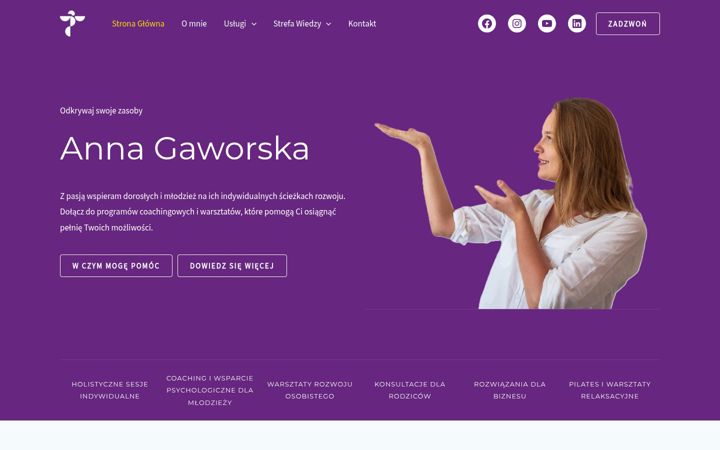 Zrzut ekranu annagaworska.pl