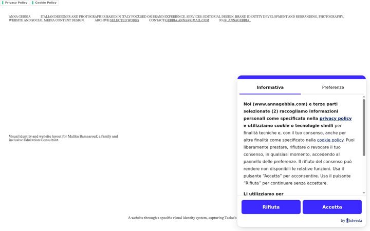 Kuvakaappaus sivustosta annagebbia.com