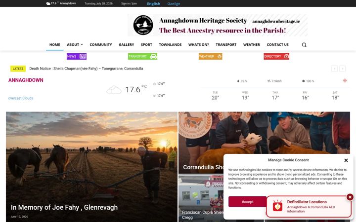Captura de ecrã de annaghdown.ie