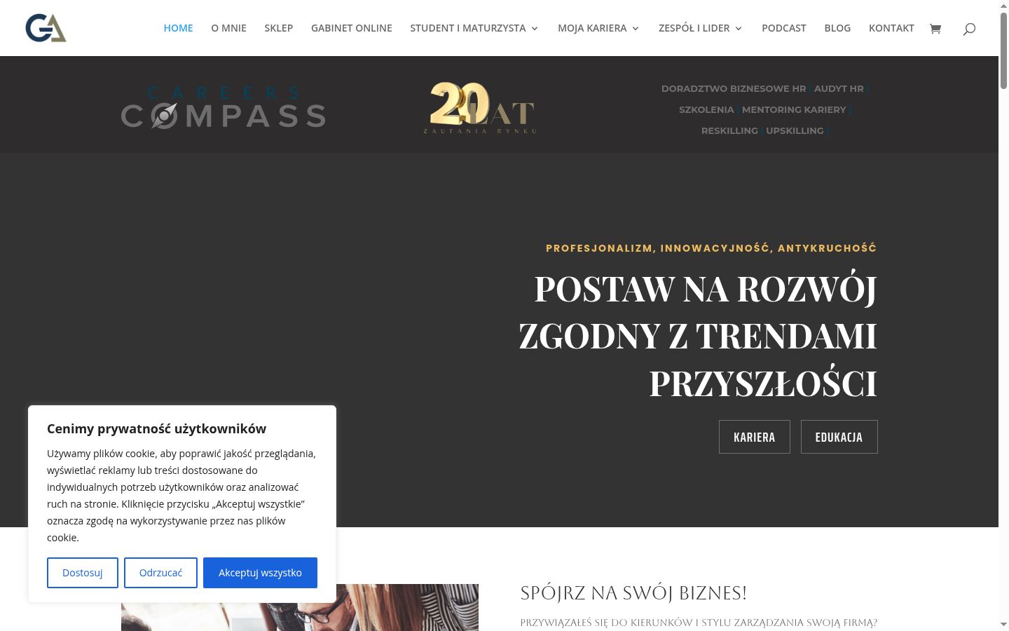 Zrzut ekranu banera zgody wyświetlanego przed jakąkolwiek interakcją