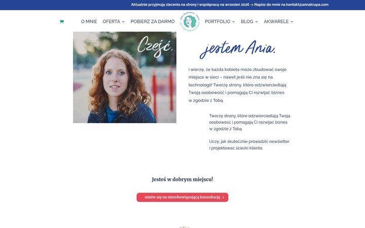 Kuvakaappaus sivustosta annagrabowska.com
