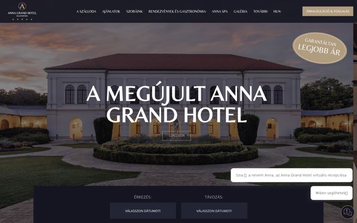 Captura de ecrã de annagrandhotel.hu