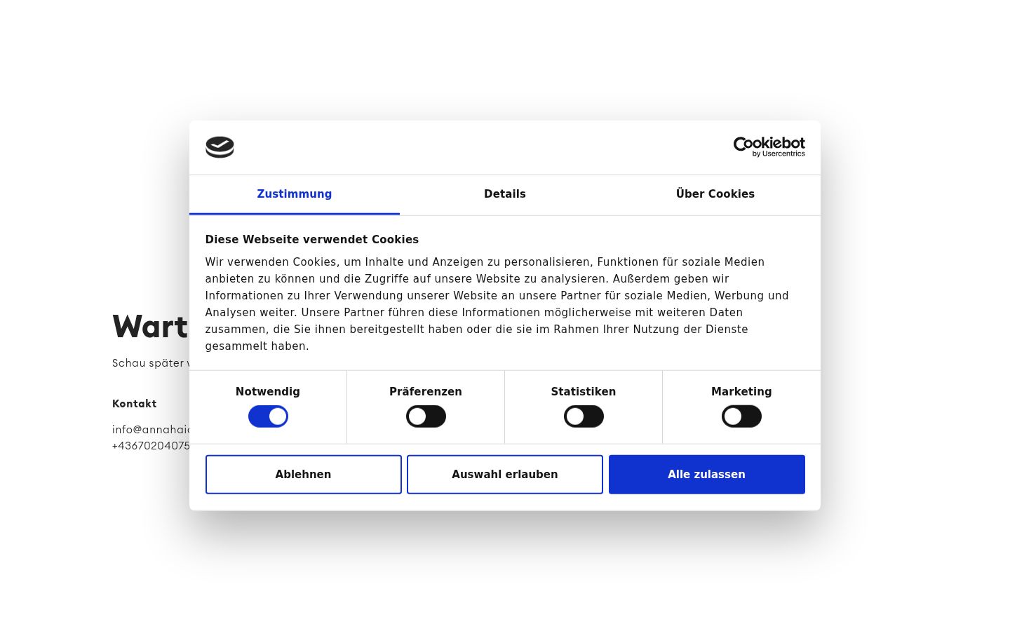 Screenshot of the consent banner shown before any interaction