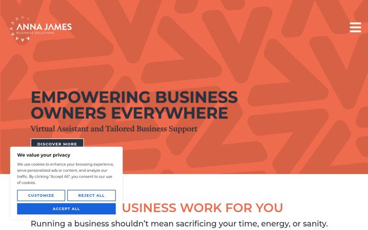Screenshot of annajamesbiz.com