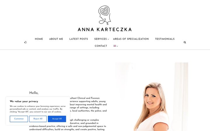 Screenshot stránky annakarteczka.co.uk