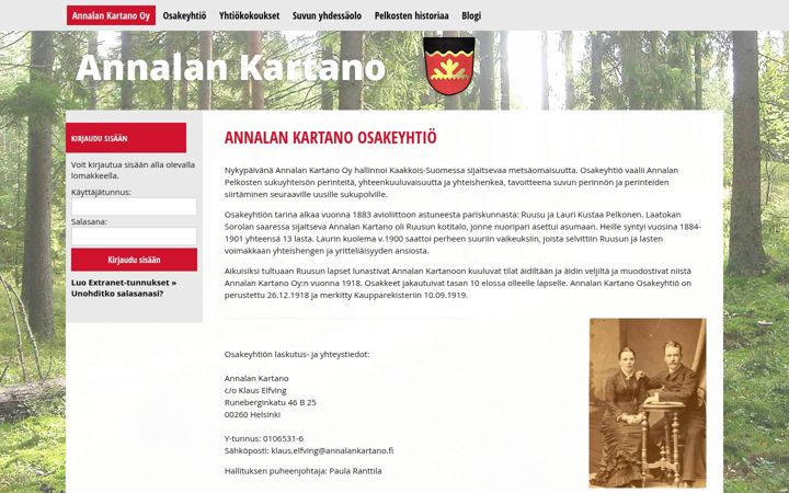 Screenshot of annalankartano.fi