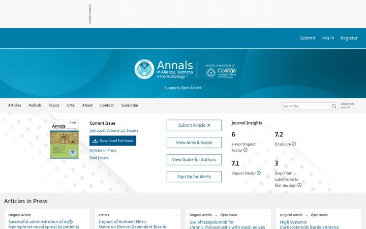 Screenshot of annallergy.org