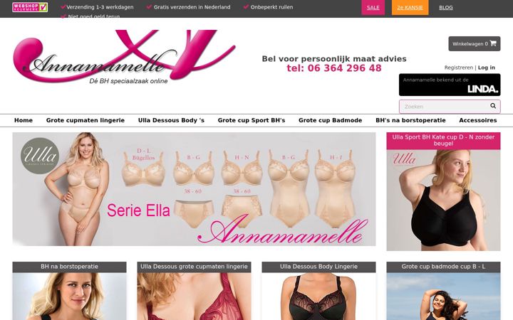 Screenshot stránky annamamelle.nl