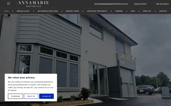 Screenshot of annamarieaesthetics.co.uk