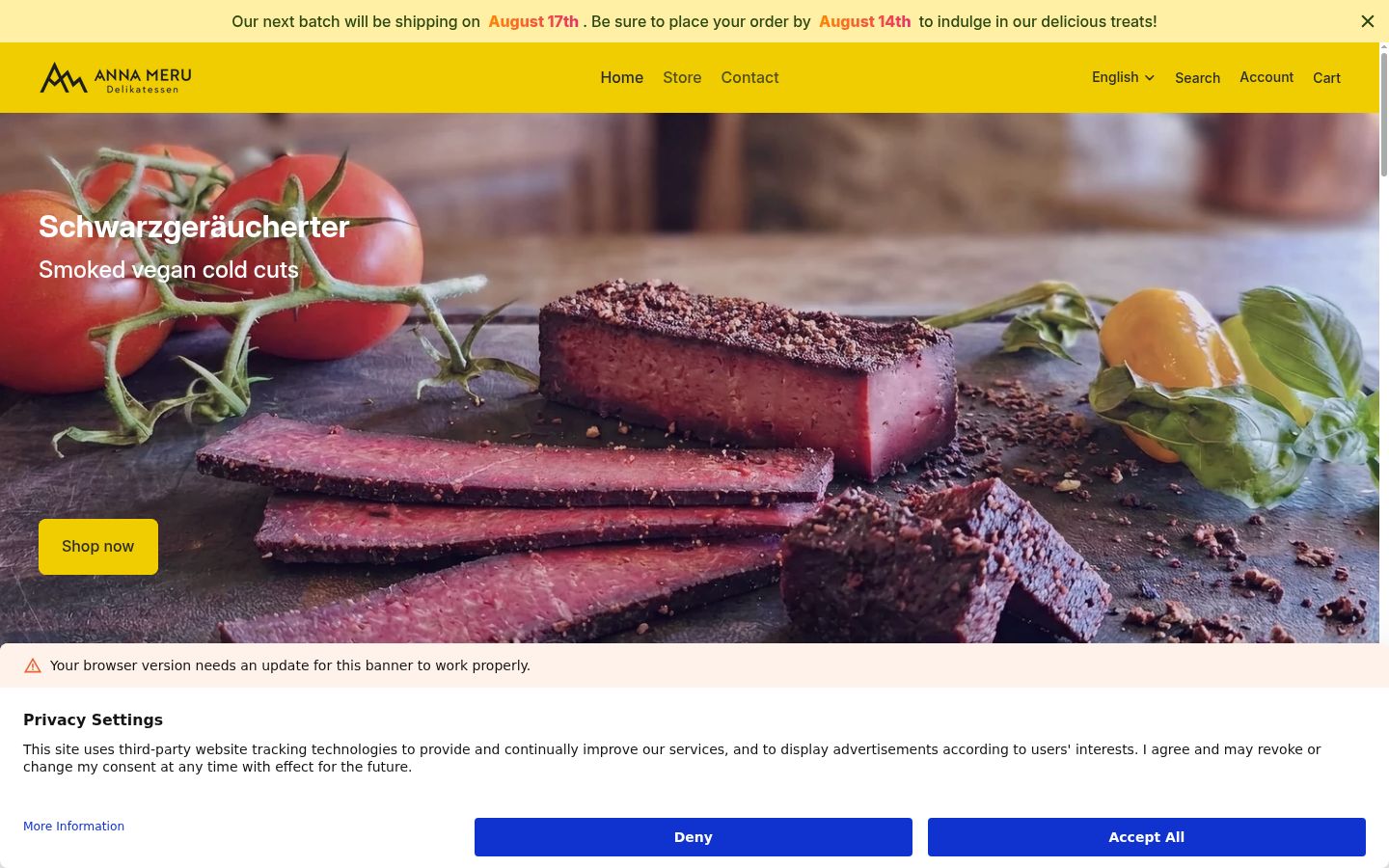 Screenshot van de toestemmingsbanner zoals getoond vóór enige interactie