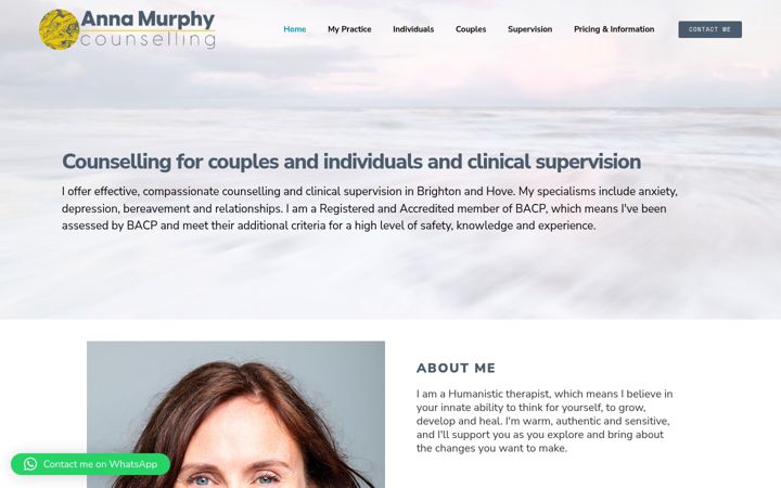 Screenshot stránky annamurphycounselling.co.uk