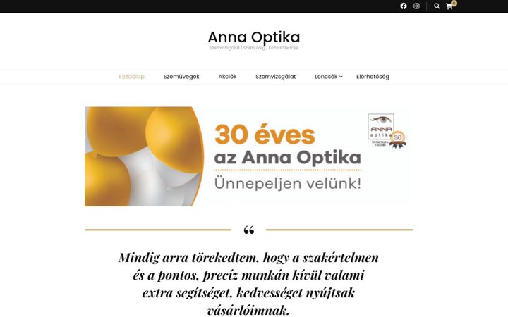 Captura de ecrã de annaoptika.hu
