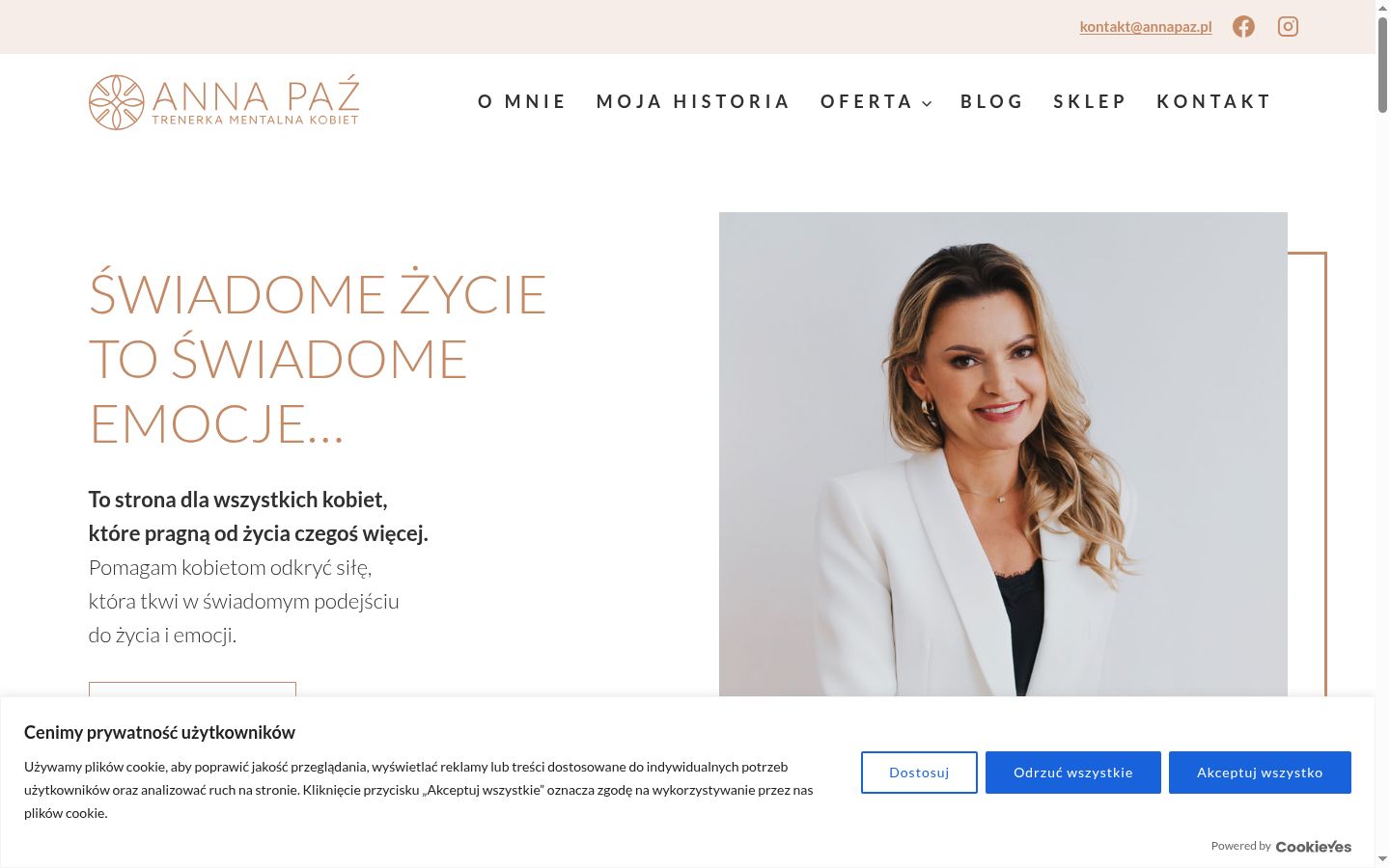 Zrzut ekranu banera zgody wyświetlanego przed jakąkolwiek interakcją