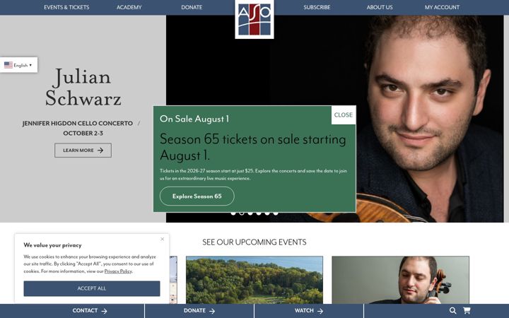 Screenshot of annapolissymphony.org