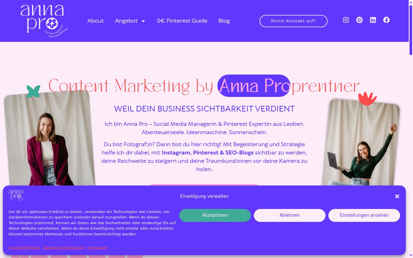 Screenshot of the consent banner shown before any interaction