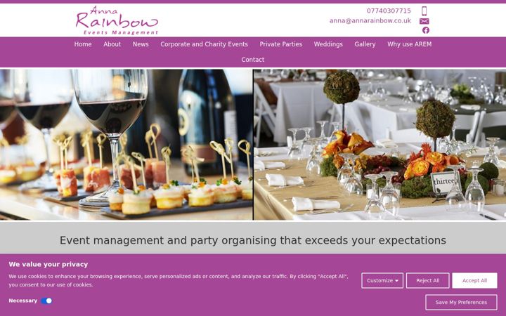 Screenshot of annarainbow.co.uk