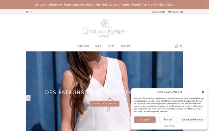 Snímek obrazovky annarosepatterns.com