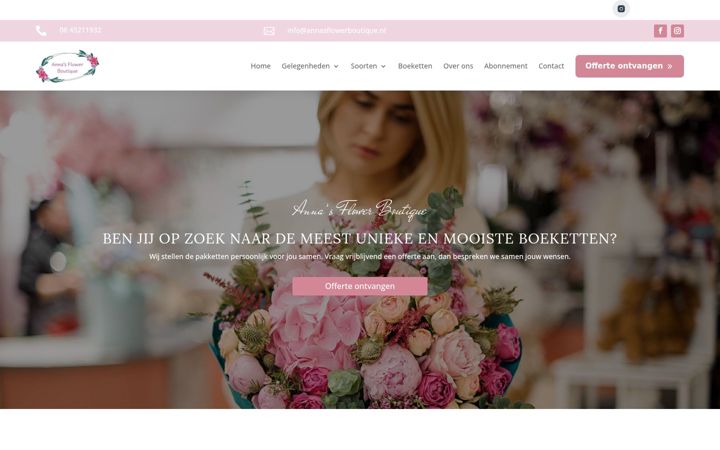 Screenshot stránky annasflowerboutique.nl