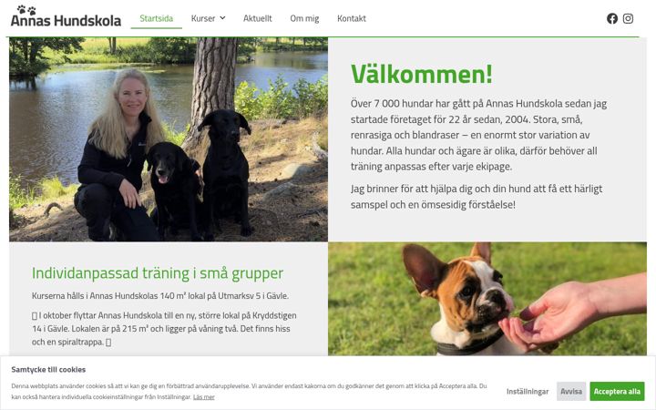 Screenshot of annashundskola.se